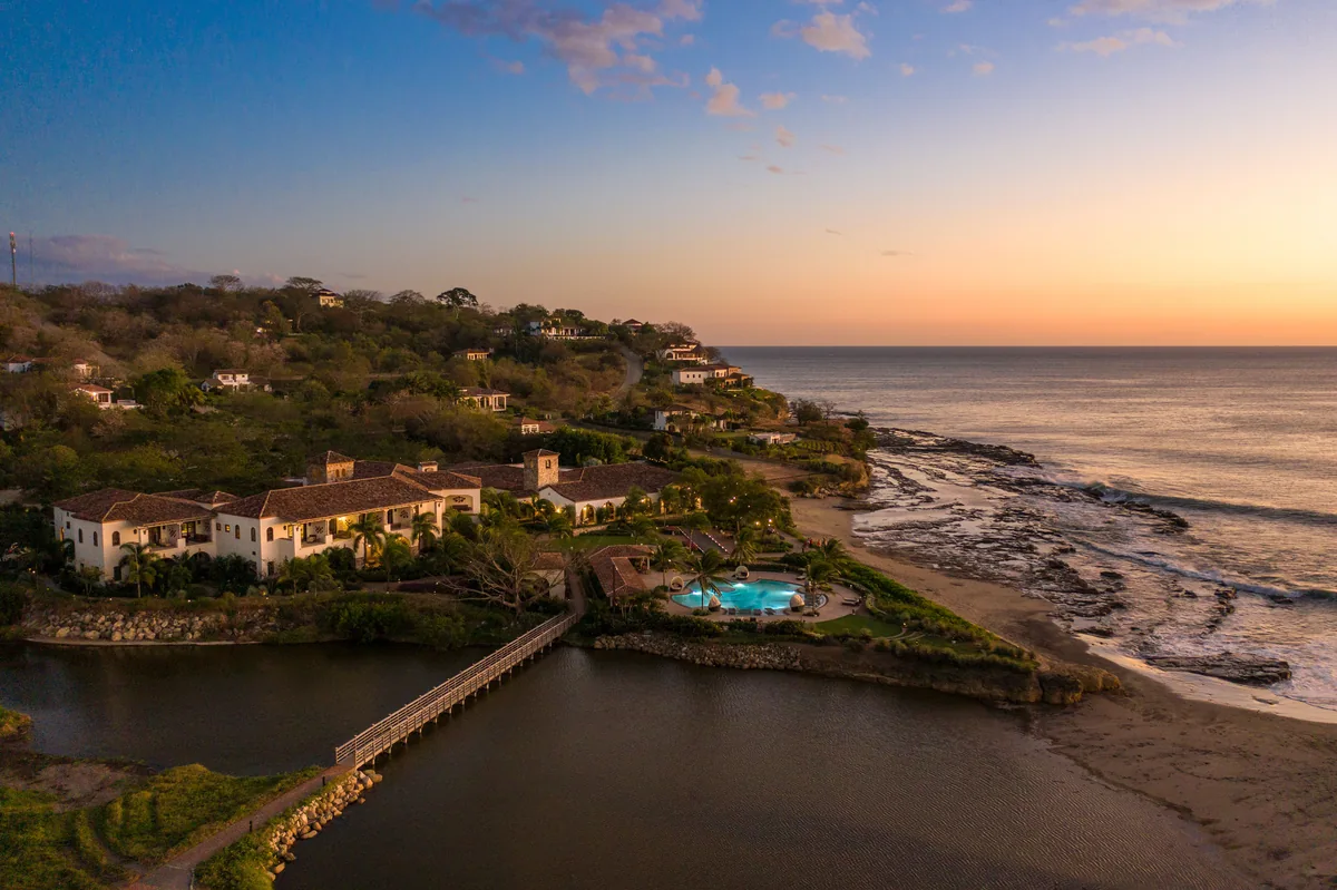 The Inn at Rancho Santana beside Nicaragua’s Pacific coast at sunset