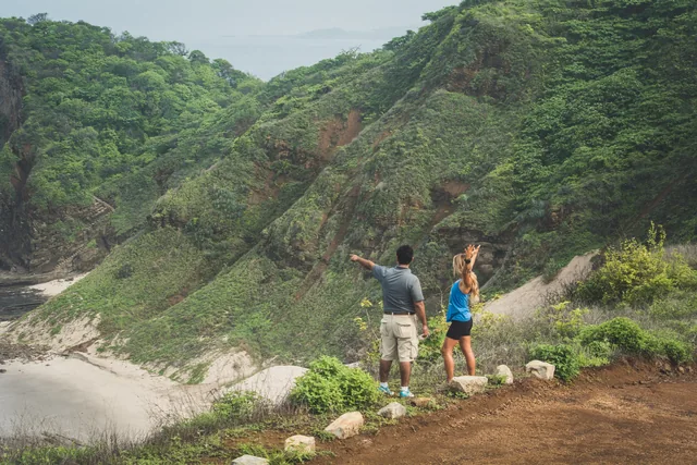 Hikers looking out over the coastline