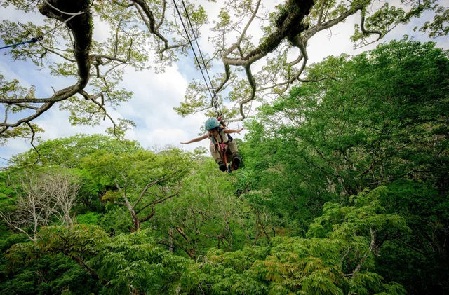 Ziplining through the forest on a Mombacho excursion